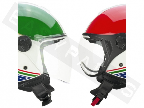 Helm Demi Jet CGM 167I FLO ITALIA wit/groen/rood (lang vizier)